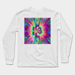 Psychedelic, Multicolor Fractal Design - Purple and Green Splash Long Sleeve T-Shirt